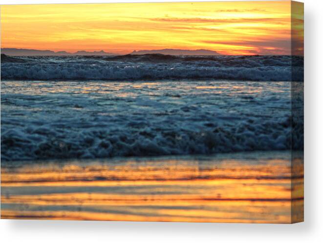 Sunset Canvas Print featuring the photograph Newport beach sunset 1 by Habib Ayat