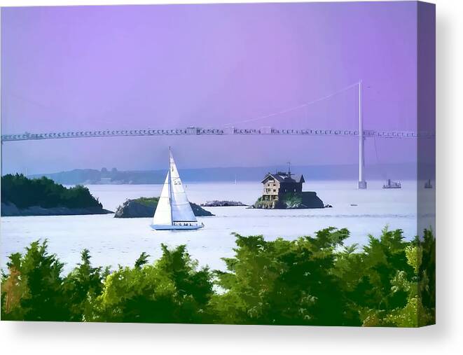 New England Landscape Canvas Print featuring the photograph Newport water color effect by Tom Prendergast