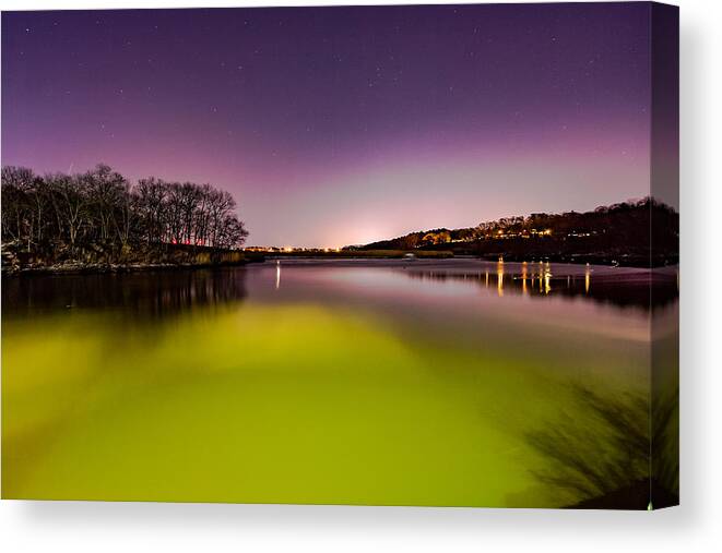 Milton Landing Canvas Print featuring the photograph Night colors on the River by Brian MacLean