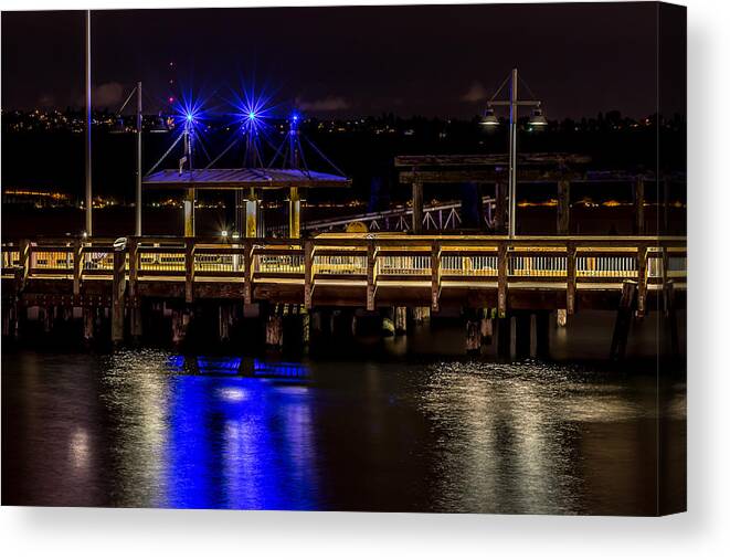 Rob Green Canvas Print featuring the photograph Night Falls on Old Town Pier by Rob Green
