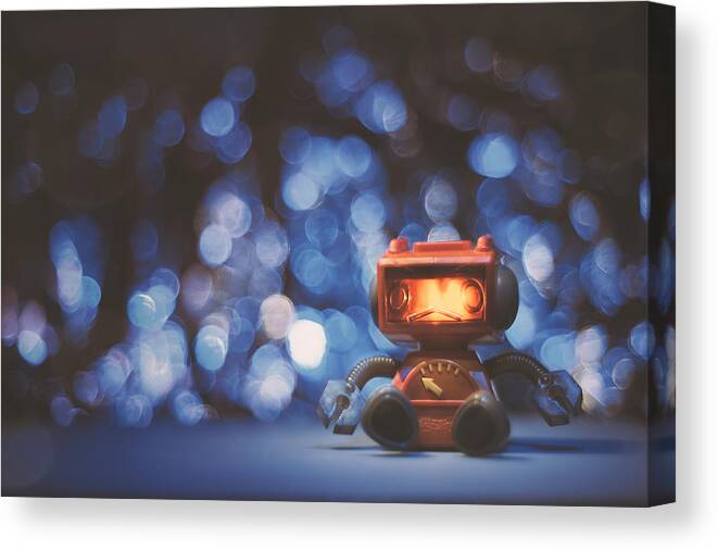 Scott Norris Photography Canvas Print featuring the photograph Night Falls on the Lonely Robot by Scott Norris