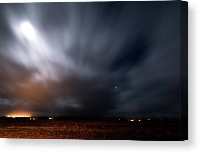 Winter Canvas Print featuring the photograph Night in Iceland by Dubi Roman