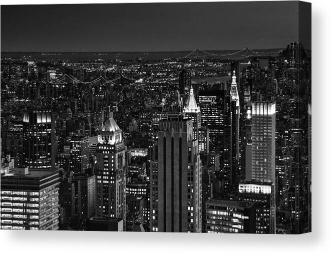 Manhattan Canvas Print featuring the photograph Night in Manhattan by Patricia Montgomery