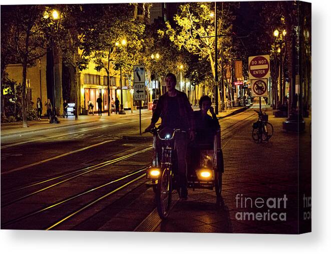Architecture Canvas Print featuring the photograph Night Moods Streets of San Jose  by Chuck Kuhn