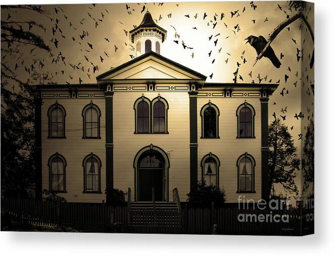 Wingsdomain Canvas Print featuring the photograph Night of The Birds . Sepia . 7D12487 by Wingsdomain Art and Photography
