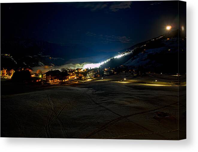 Austria Canvas Print featuring the photograph Night Race by Mark Llewellyn
