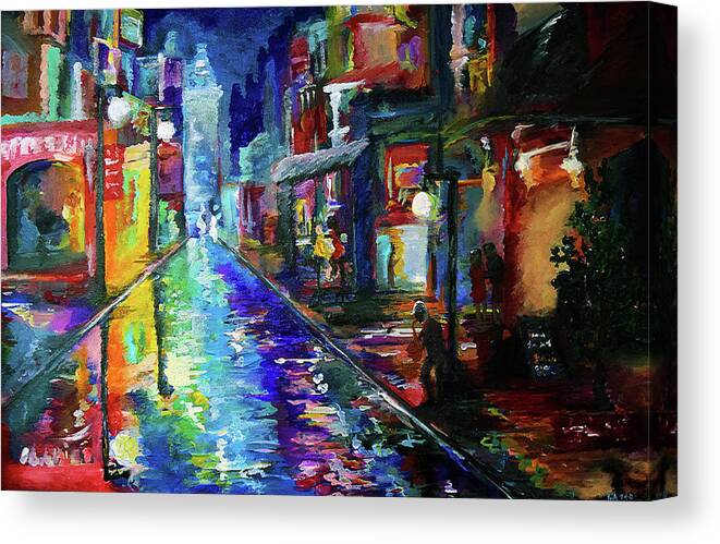 New Orleans Canvas Print featuring the painting Night Scene in the Big Easy by Kelly Gentry