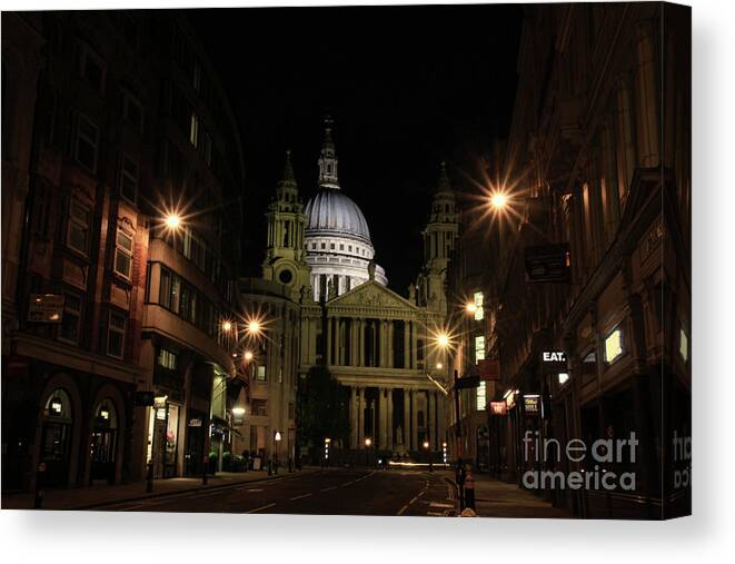 St Pauls Cathedral Canvas Print featuring the photograph Night view of St Pauls Cathedral by Jasna Buncic