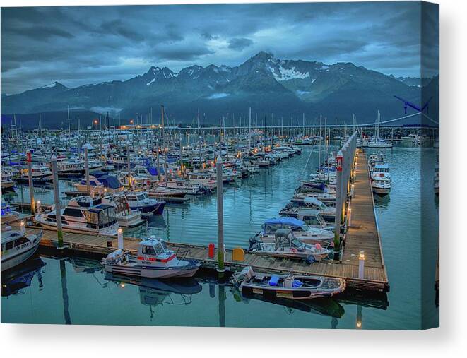 Harbor Canvas Print featuring the photograph Nightfall on the Harbor by Patricia Dennis