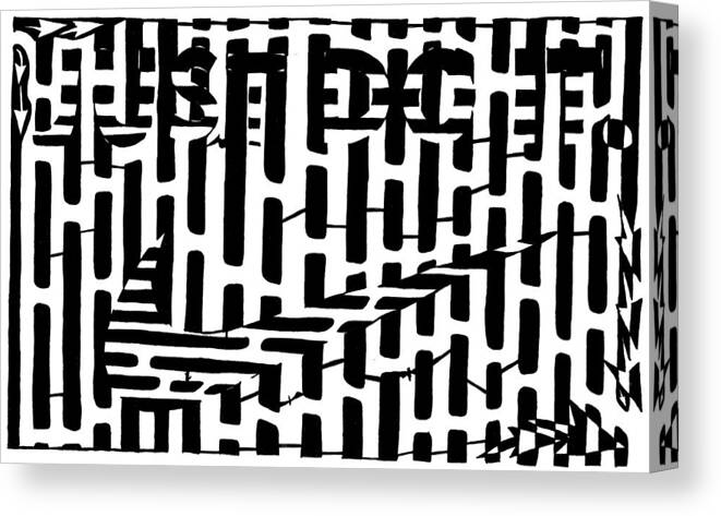 Just Do It Canvas Print featuring the drawing Nike Maze by Yonatan Frimer Maze Artist