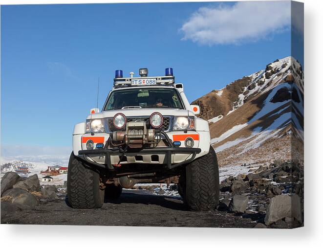 Four-wheel Drive Canvas Print featuring the photograph Nissan Patrol Iceland by Arterra Picture Library