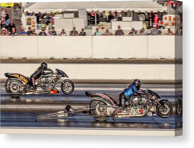 2017 Canvas Print featuring the photograph Nitro Harleys by Darrell Foster
