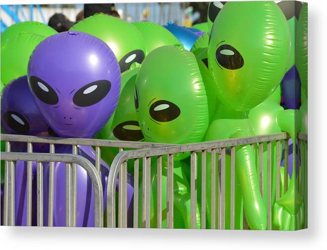 Aliens Canvas Print featuring the photograph No cutting In Line by Jewels Hamrick