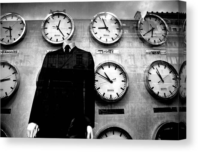 Jezcself Canvas Print featuring the photograph No Head For Time Man by Jez C Self