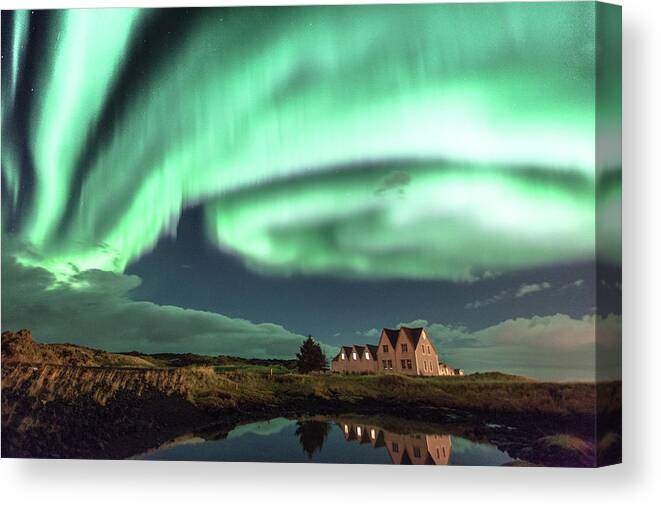 Iceland Canvas Print featuring the photograph Northern Lights by Frodi Brinks