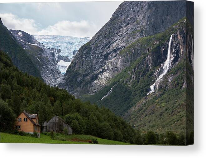 Jostedalsbreen Norway Canvas Print featuring the photograph Norway Glacier Jostedalsbreen by Andy Myatt