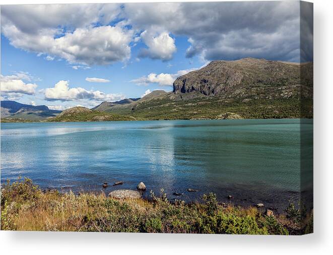 Norway Canvas Print featuring the photograph Norwegian mountains by Mike Santis