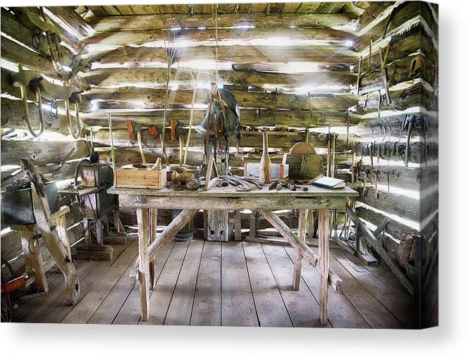 Nostalgic Tool Shed Canvas Print featuring the photograph Nostalgic Tool Shed by Steven Michael
