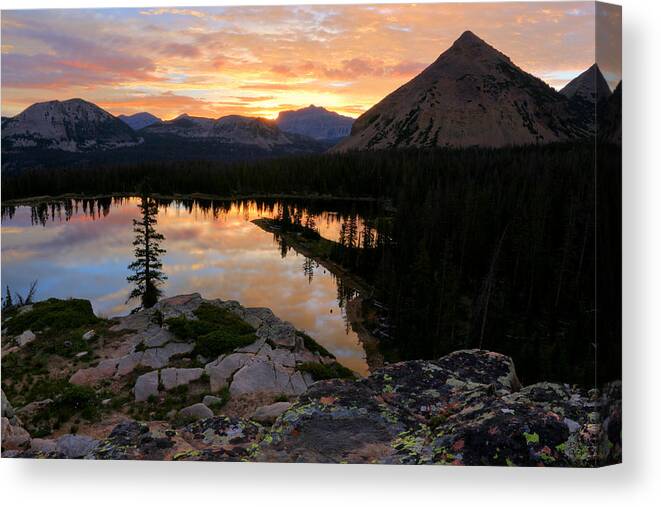 Utah Canvas Print featuring the photograph Notch Lake Sunrise Reflection by Brett Pelletier