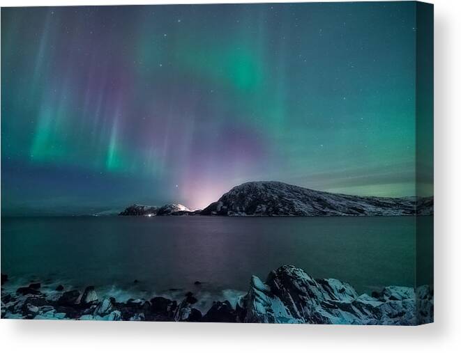 Aurora Borealis Canvas Print featuring the photograph O holy night by Tor-Ivar Naess