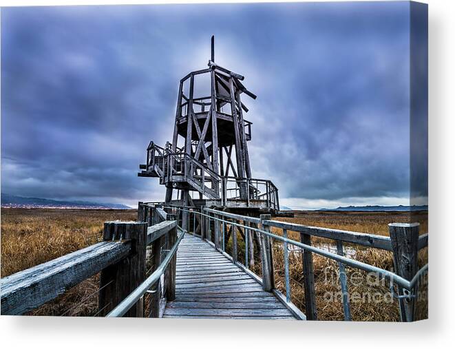 Utah Canvas Print featuring the photograph Observation Tower - Great Salt Lake Shorelands Preserve by Gary Whitton