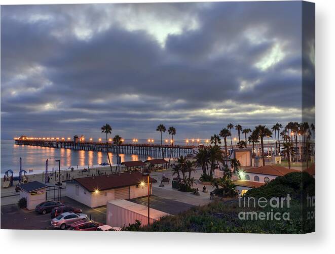 Oceanside Canvas Print featuring the photograph Oceanside Pier At Dusk by Eddie Yerkish