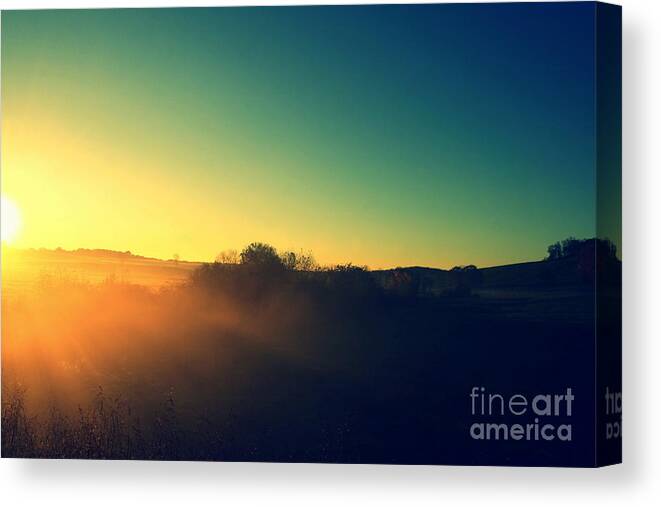 Sunrise Canvas Print featuring the photograph October Farm Sunrise by Neal Eslinger