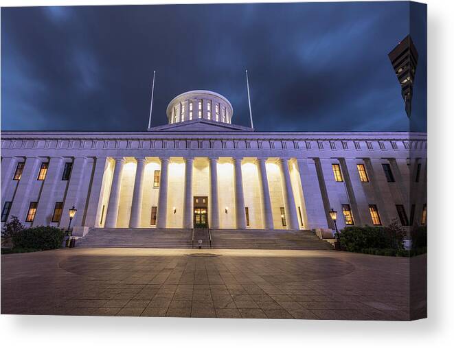 Canon Canvas Print featuring the photograph Ohio Capital at Night by John McGraw