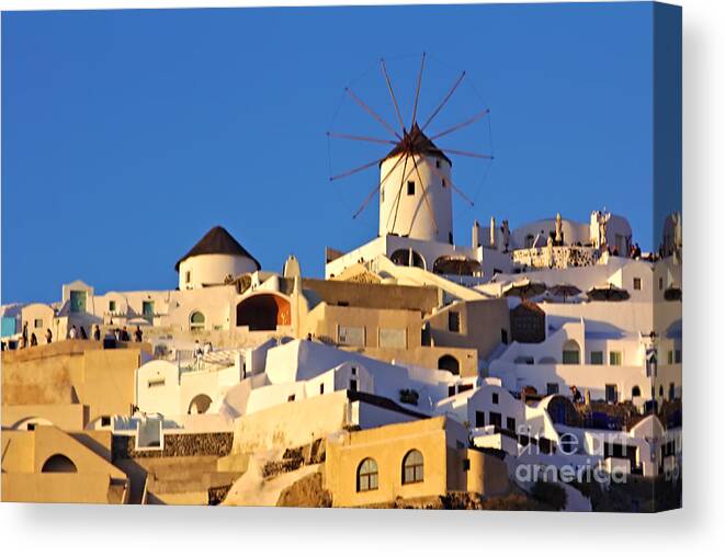 Santorini Canvas Print featuring the photograph Oia Windmill by Jeremy Hayden