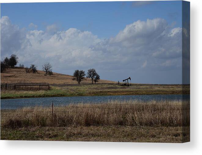 Oil Well Canvas Print featuring the photograph Oklahoma Still Life by Jolynn Reed