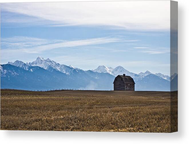 Montana Canvas Print featuring the photograph Old Barn, Mission Mountains by Jedediah Hohf