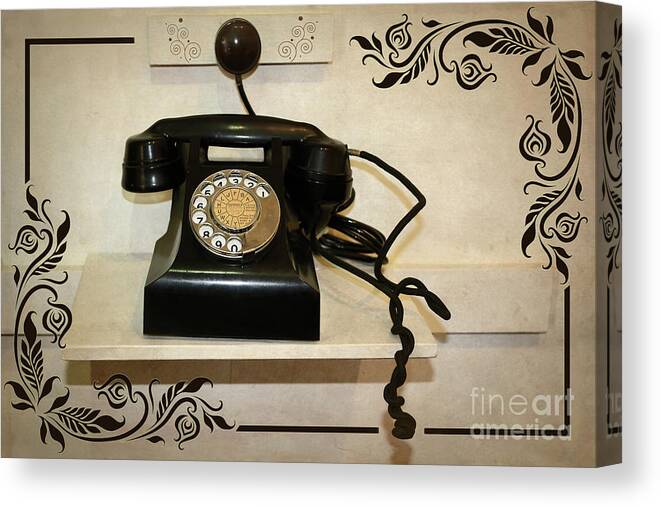 Old Black Telephone Canvas Print featuring the photograph Old Black Telephone by Kaye Menner by Kaye Menner