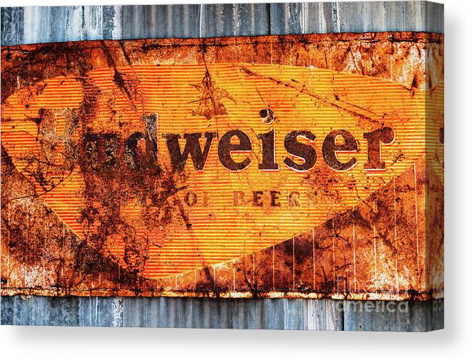 Old Canvas Print featuring the photograph Old Budweiser Sign by M G Whittingham