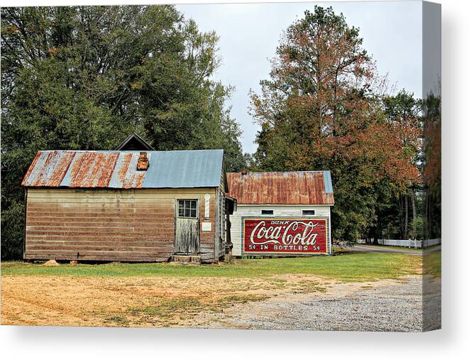 Landscape Canvas Print featuring the photograph Old Buildings at Burnt Corn by Lynn Jordan