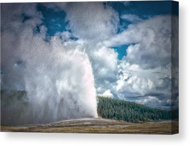  Canvas Print featuring the photograph Old Faithful Vintage 4 by Cathy Anderson