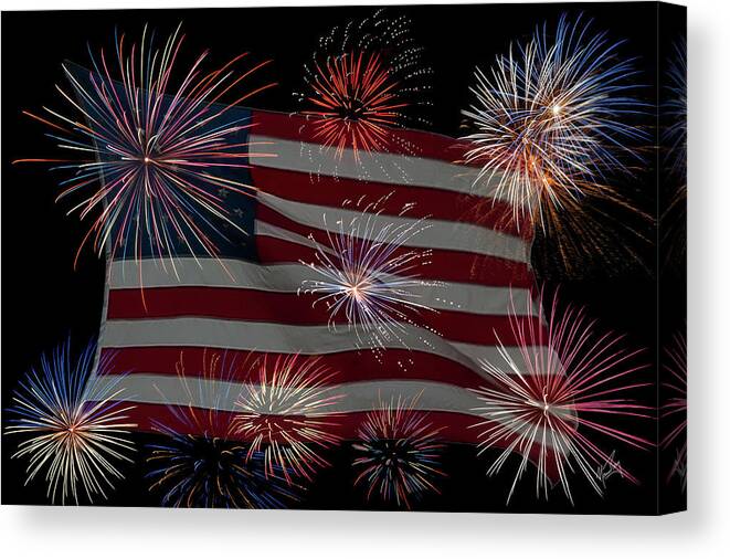Fireworks Canvas Print featuring the photograph Old Glory by Norman Peay