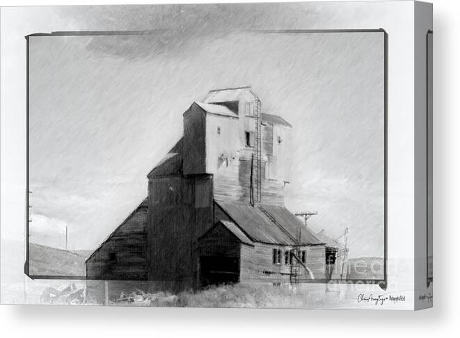 Grain Elevator Canvas Print featuring the drawing Old Grain Elevator by Chris Armytage