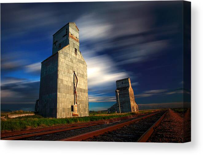 Grain Elevators Canvas Print featuring the photograph Old Grain Elevators by Todd Klassy