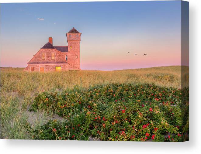 Old Harbor Life Saving Station Canvas Print featuring the photograph Old Harbor Life-Saving Station Cape Cod by Bill Wakeley
