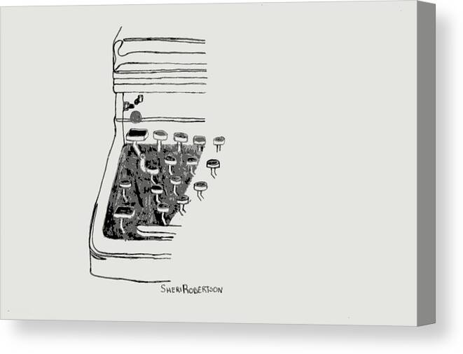 Old Canvas Print featuring the drawing Old Manual Typewriter by Sheri Parris