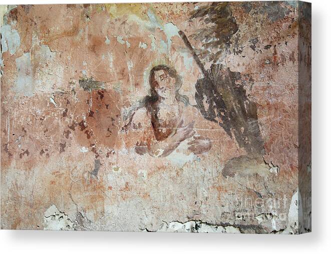 Painting Canvas Print featuring the photograph Old mural painting in the ruins of the church by Michal Boubin