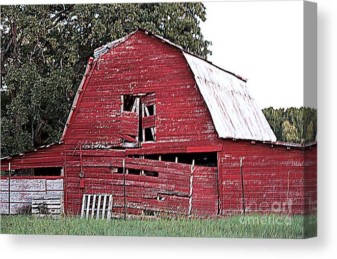 Old Red Barns Canvas Print featuring the photograph Old Red by Kathy White