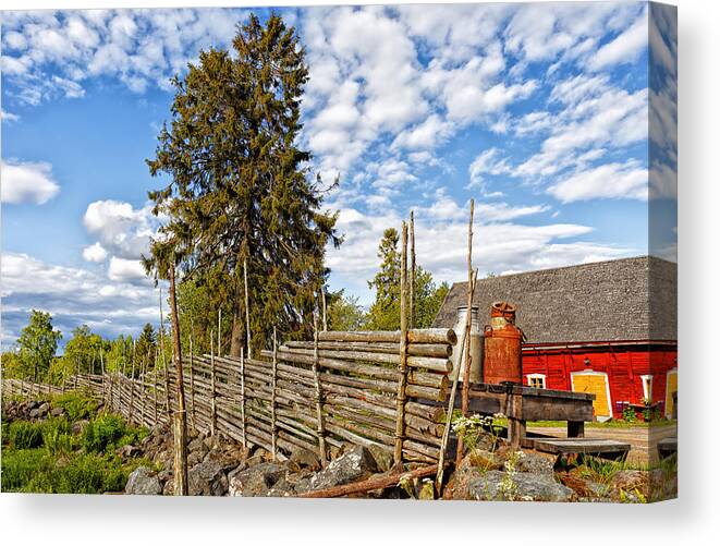 Farm Canvas Print featuring the photograph Old Rural Farm Set In A Beautiful Summer Nature by Christian Lagereek
