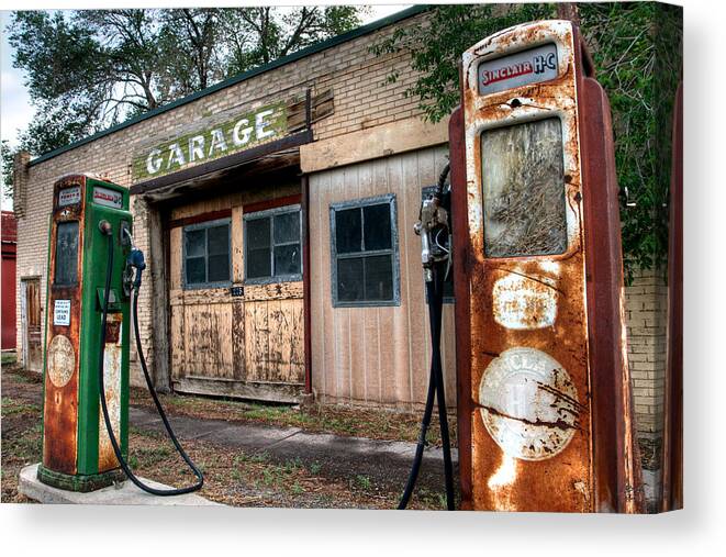 No People Canvas Print featuring the photograph Old Service Station by Brett Pelletier