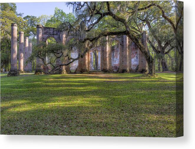 South Carolina Canvas Print featuring the photograph Old Sheldon Church Ruins by Harry B Brown