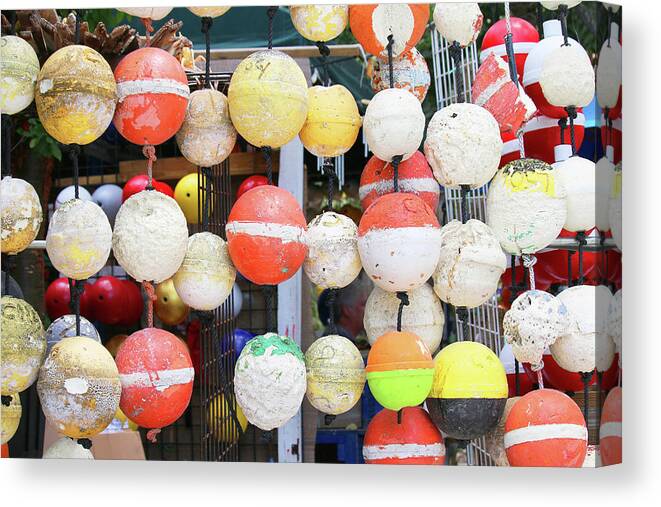 Key Largo Canvas Print featuring the photograph Old Styrofoam Floats by Art Block Collections