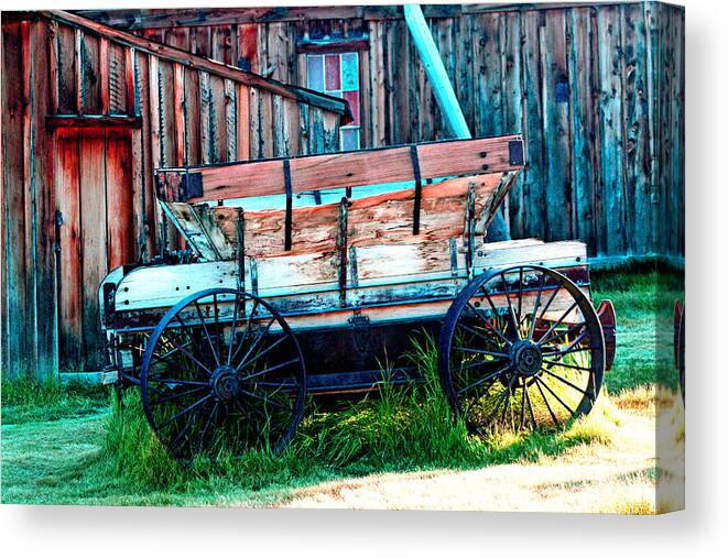 Bodie Canvas Print featuring the digital art old Wagon In Bodie by Joseph Coulombe