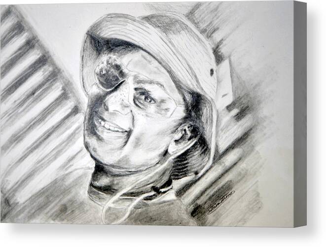 Graphite Canvas Print featuring the drawing Ollie Christmas by Antonia Citrino