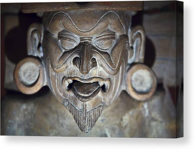 Aztec Art And Culture Canvas Print featuring the photograph Olmec statue2 by John Bartosik