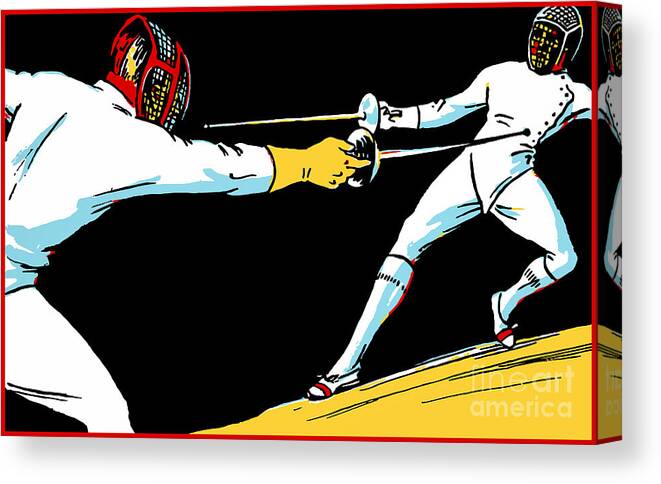  Fencing Canvas Print featuring the digital art Olympic fencing by Heidi De Leeuw
